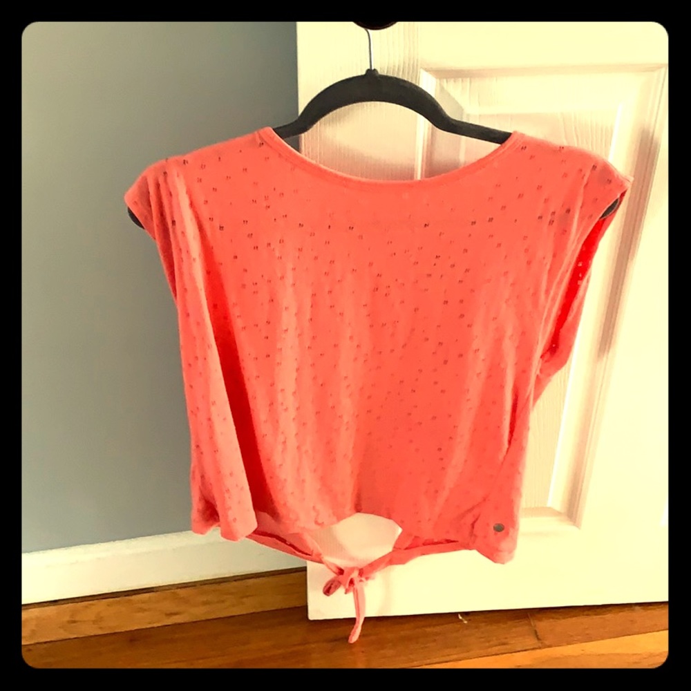 Zella Open back tank top in salmon color